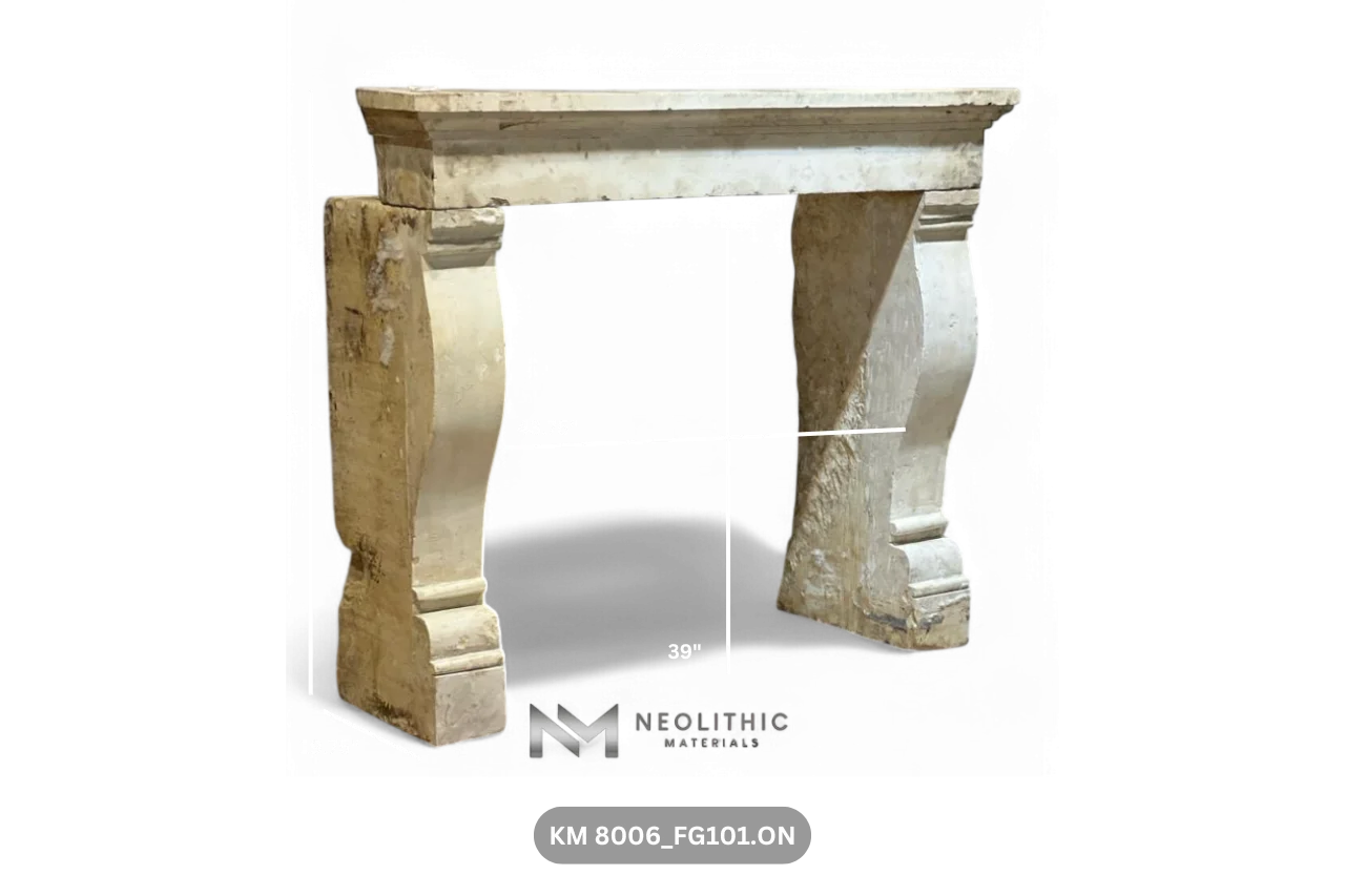 Antique Limestone Mantel - Image 2